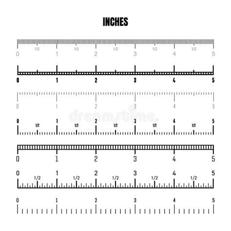 Realistic Black Inch Scale For Measuring Length Or Height Various