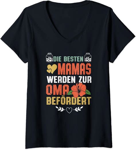 Damen Die Besten Mamas Werden Zur Oma Befördert T Shirt Mit V Ausschnitt Amazonde Fashion