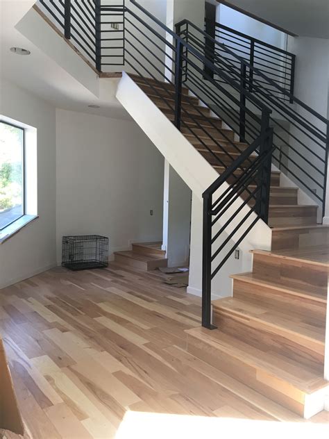 After Living Room Stair Railing Black Horizontal Powder Coated