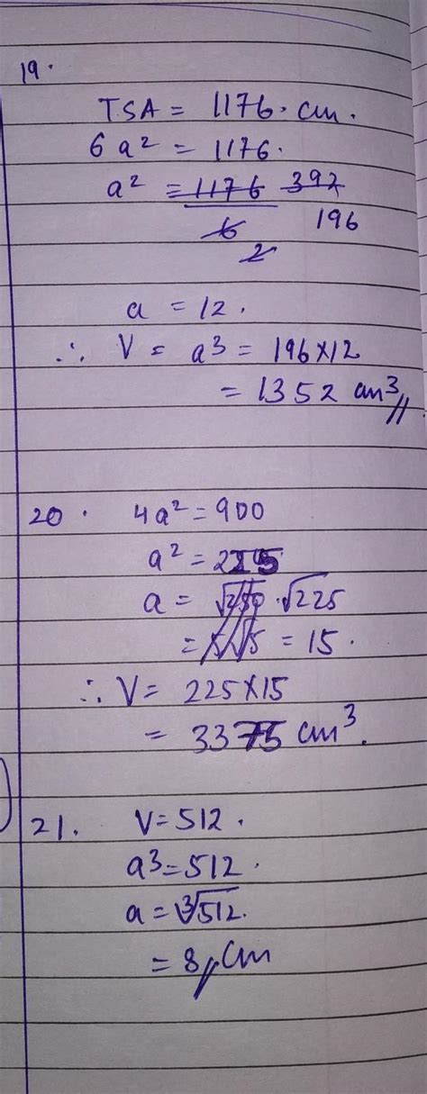 Take 319 The Total Surface Area Of A Cube Is 1176 Cm Find Its