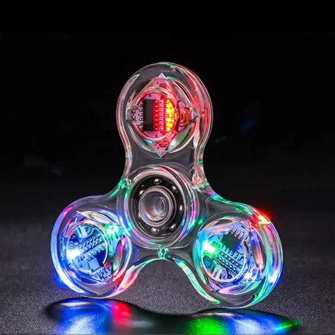winco led light crystal fidget spinner hand spinner glow in dark light edc stress relief toys