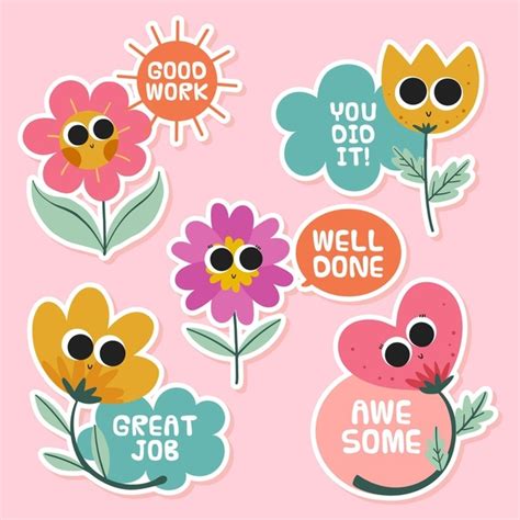 Free Vector Hand Drawn Good Job And Great Job Stickers Pack