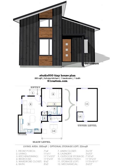 Studio Modern Tiny House Plan Custom Tiny House Exterior