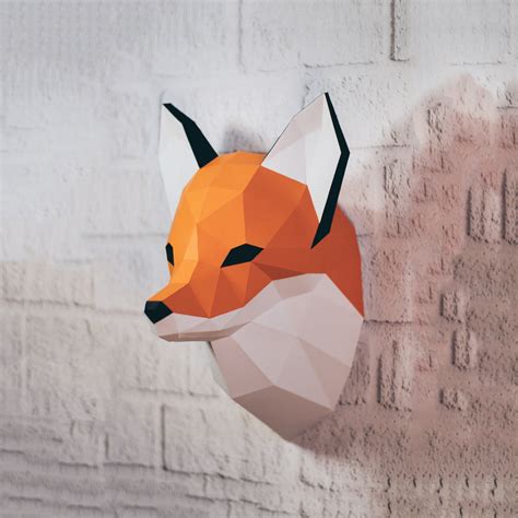 Fox Papercraft 3d Papercraft Build Your Own Low Poly Paper Etsy