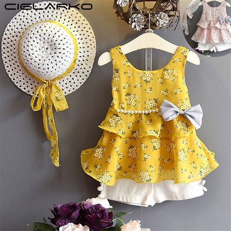 Cielarko Baby Girls Chiffon Clothing Set Summer Flower Print Tops