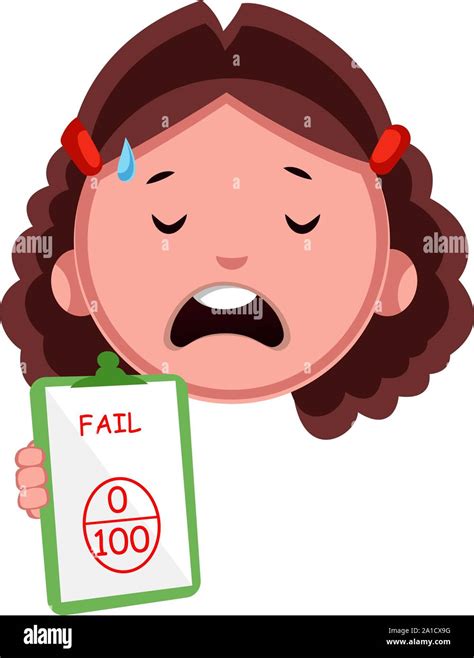 Girl Failed On Test Illustration Vector On White Background Stock