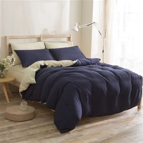 Khaki Black Solid Color Bedding Set 4pcs Adult Bed Linen Set Japan Style Duvet Cover Brush