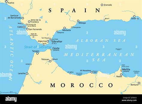 Stretto Di Gibilterra Mappa Politica Conosciuto Anche Come Stretto Di