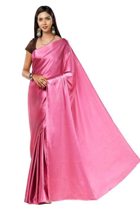 Pink Satin Silk Pre Pleated Pre Stitched Wrap In 1 Minute Saree Sari Isadora Life