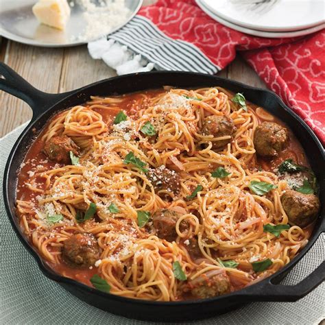 Skillet Spaghetti And Meatballs Taste Of The South Magazine Recipe