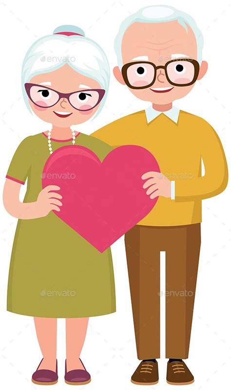 Senior Married Couple Of Lovers In Full Length Hold The Symbol Of Love