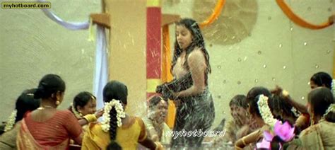 Indian Actress Jyothika Full Boobs Black Nipples Show Wet Dress Slip