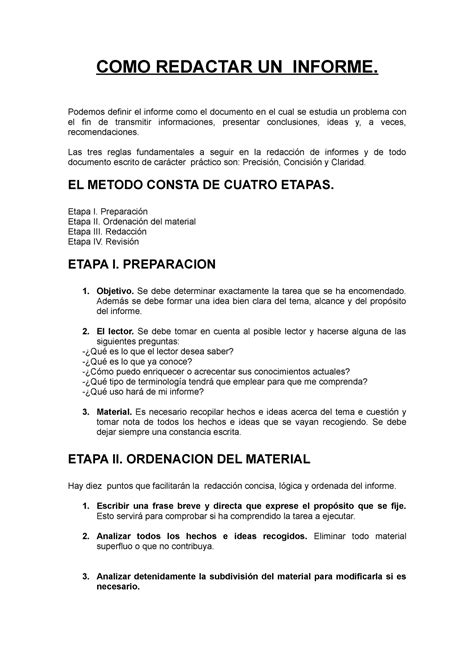 01 Como Redactar Un Informe Como Redactar Un Informe Podemos Definir