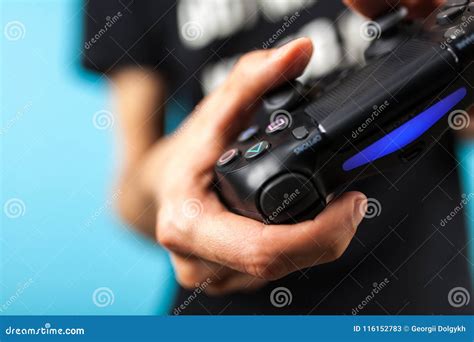 Male Hands Holding A Ps4 Controller Editorial Stock Photo Image Of