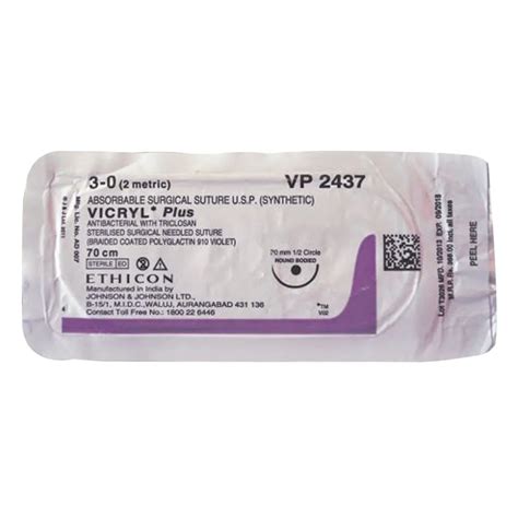 Buy Ethicon Vicryl Plus 3 0 Absorbable Violet Braided Suture Vp 2437