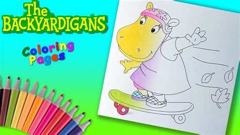 The Hippo Tasha Rides A Skateboard Colouring The Backyardigans