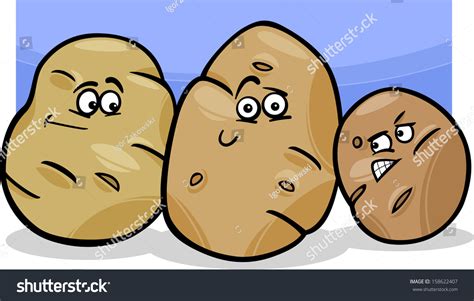 Cartoon Vector Illustration Of Funny Comic Potatoes Vegetable Food