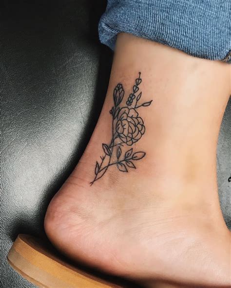 42 Amazing Small Flower Tattoos On Ankle Image Ideas