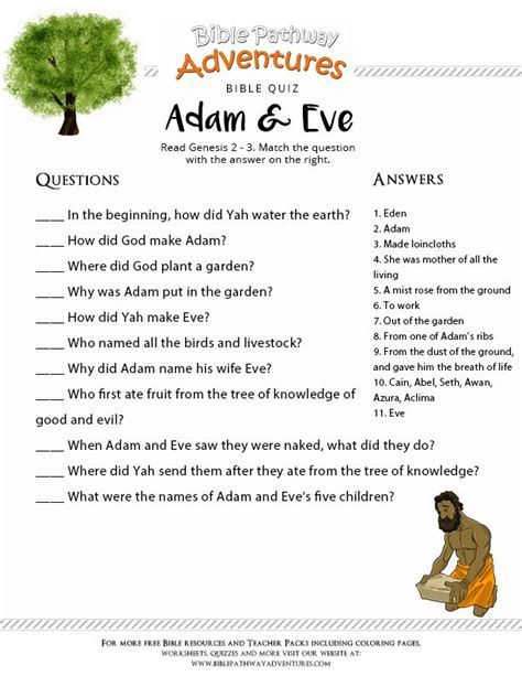 Bible Quiz For Kids Adam And Eve Bible Quiz Bible Study Lessons