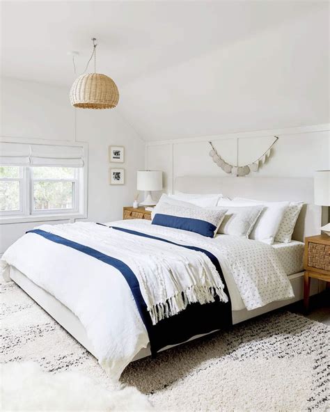 Emily Henderson Blue And White Bedroom Using Custom Tonic Living Roman