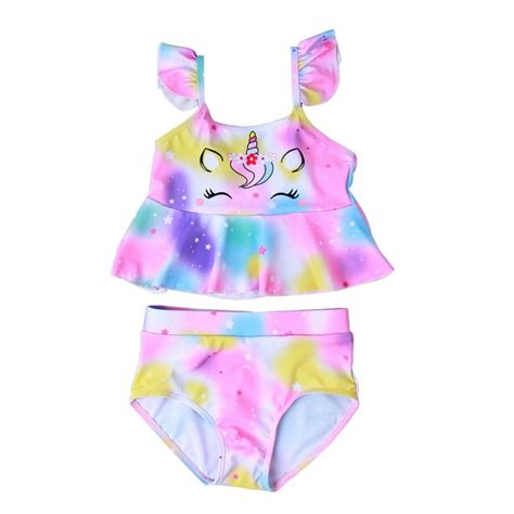 Hawee Hawee Girls Unicorn Swimsuit 2 Piece Swimwear Bikini Tankini