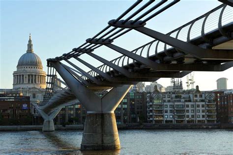 Millennium bridge — several bridges are known as the millennium bridge: Wobbly Bridge London - Millennium Bridge - e-architect