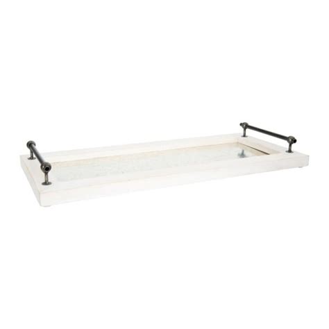 3r Studios White Decorative Tray With Handles Pip Hardware