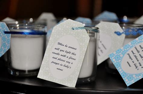 Wishing good health, joy, and happiness for the baby and its family! Sprinkle/shower party favors. Candle with prayer for new ...