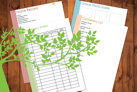 Printable A4 Cemetery Record Worksheet Collection Genealogy Etsy