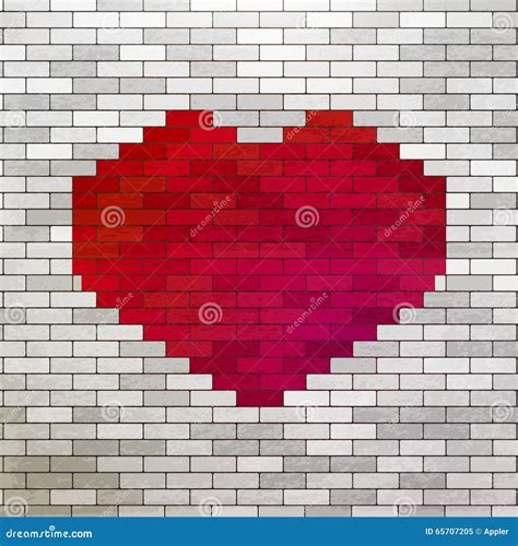 Red Heart Made Of Bricks Stock Vector Illustration Of Greetings 65707205