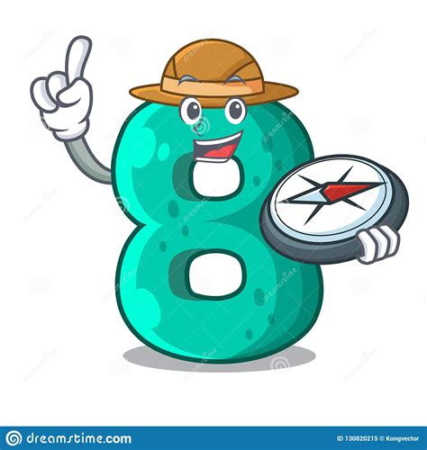 Explorer Number Eight Made With Cartoon Shaped Stock Vector