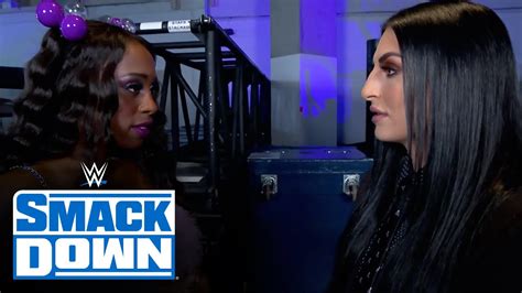 Naomi Backs Wwe Official Sonya Deville Into A Wall Smackdown Sept 17