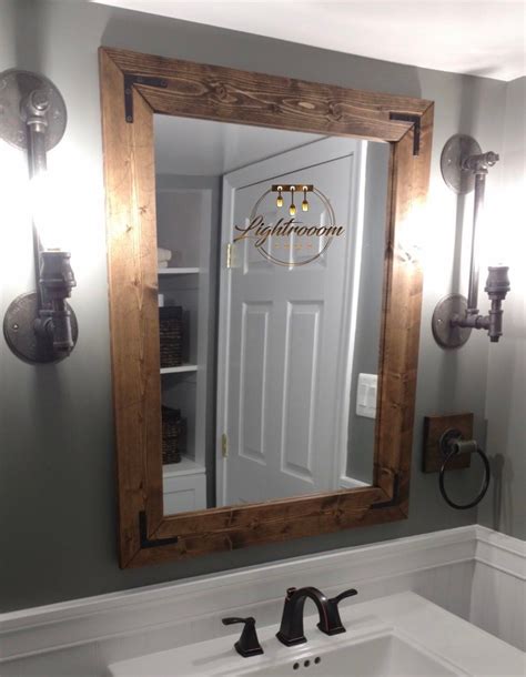 Wood Framed Bathroom Vanity Mirrors Shiplap Large Wood Framed Mirror Available In