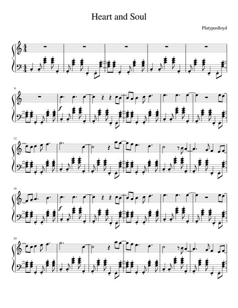 Heart And Soul Piano Sheet Music For Piano Solo