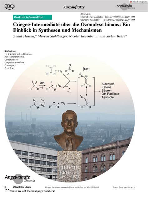 PDF Criegee Intermediates Beyond Ozonolysis Recent Synthetic And