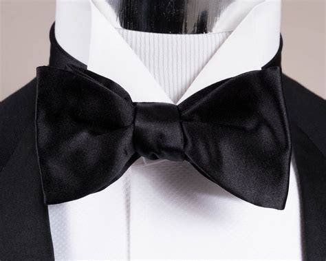 Black Bow Tie In Silk Satin Sized Self Tie Fort Belvedere