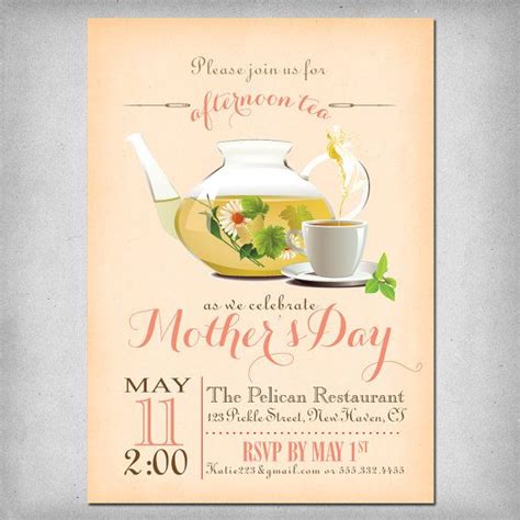Printable Mothers Day Tea Party Invitation Etsy Tea Party
