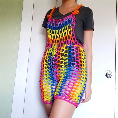 rainbow crochet overalls gay lesbian bisexual pride top etsy