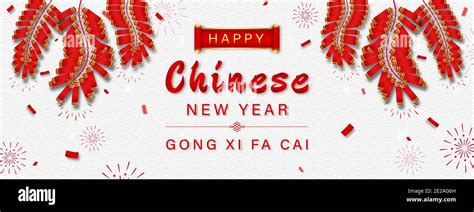 Happy Chinese New Year Gong Xi Fa Cai Text On Oriental Wave Pattern Banner Background With