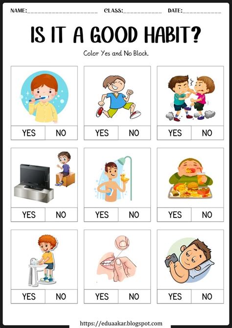 Good And Bad Habits Worksheets For Kids Fun Worksheets For Kids Good