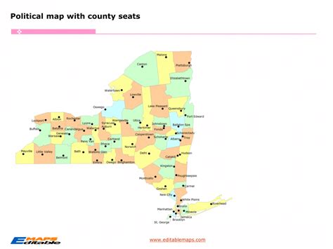 New York County Map Editable Powerpoint Maps