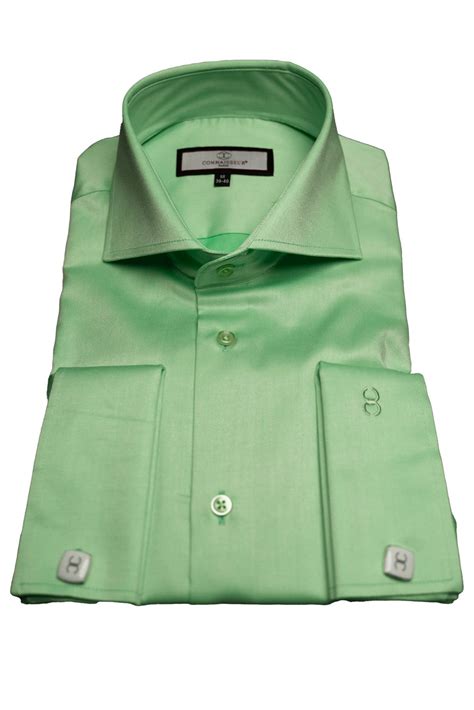 Green Slim Fit Dress Shirt Connaisseur Paris