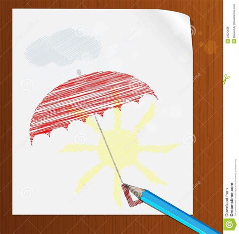 Pencil Drawing On Paper In The Rain Royalty Free Stock