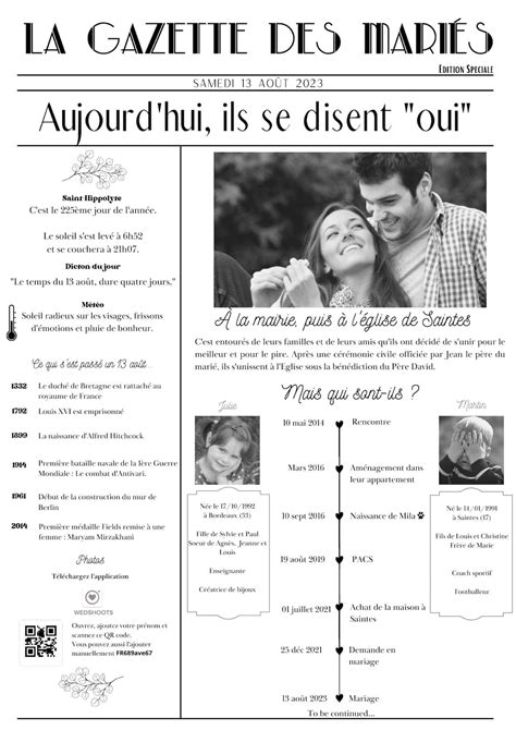La Gazette des Mariés 4 pages Etsy France