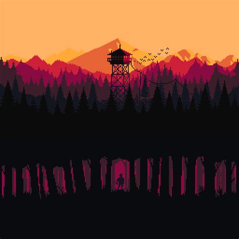 Firewatch Pixel Art Firewatch Landscape Illustration