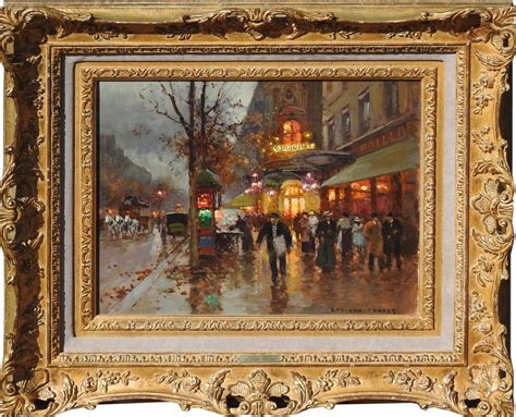 Édouard Cortès Theatre Du Vaudeville Edouard Cortes 18x22 Oil