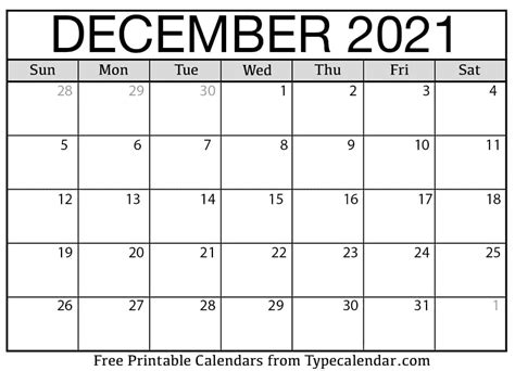 December 2021 Calendars