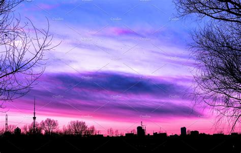 Surreal beautiful purple sunset | High-Quality Nature Stock Photos ~ Creative Market