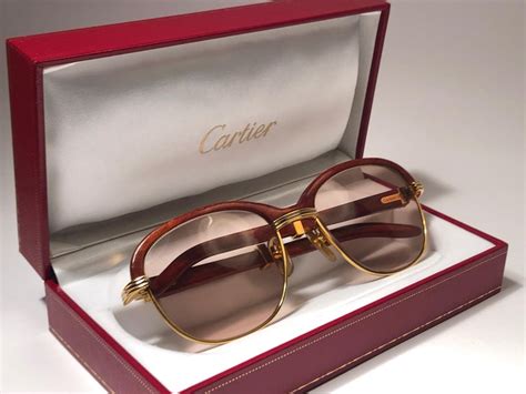 Cartier Wood Malmaison Precious Wood Palisander And Gold 56mm Sunglasses At 1stdibs Wood
