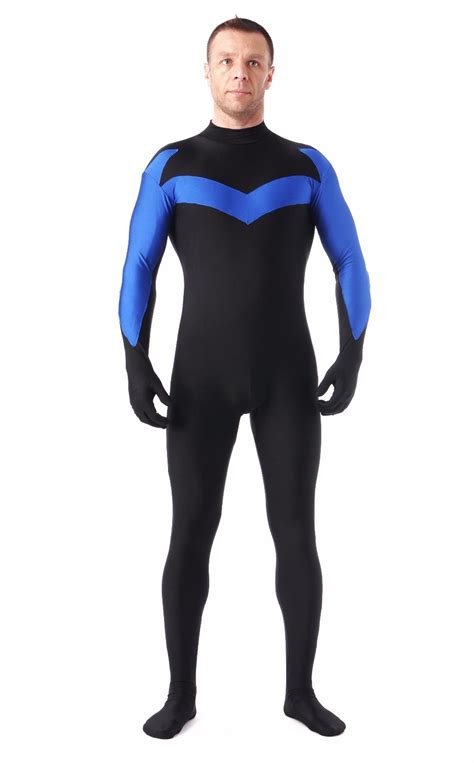 S Xxxl Hooded Nightwing Superhero Costume Bodysuits Lycra Spandex